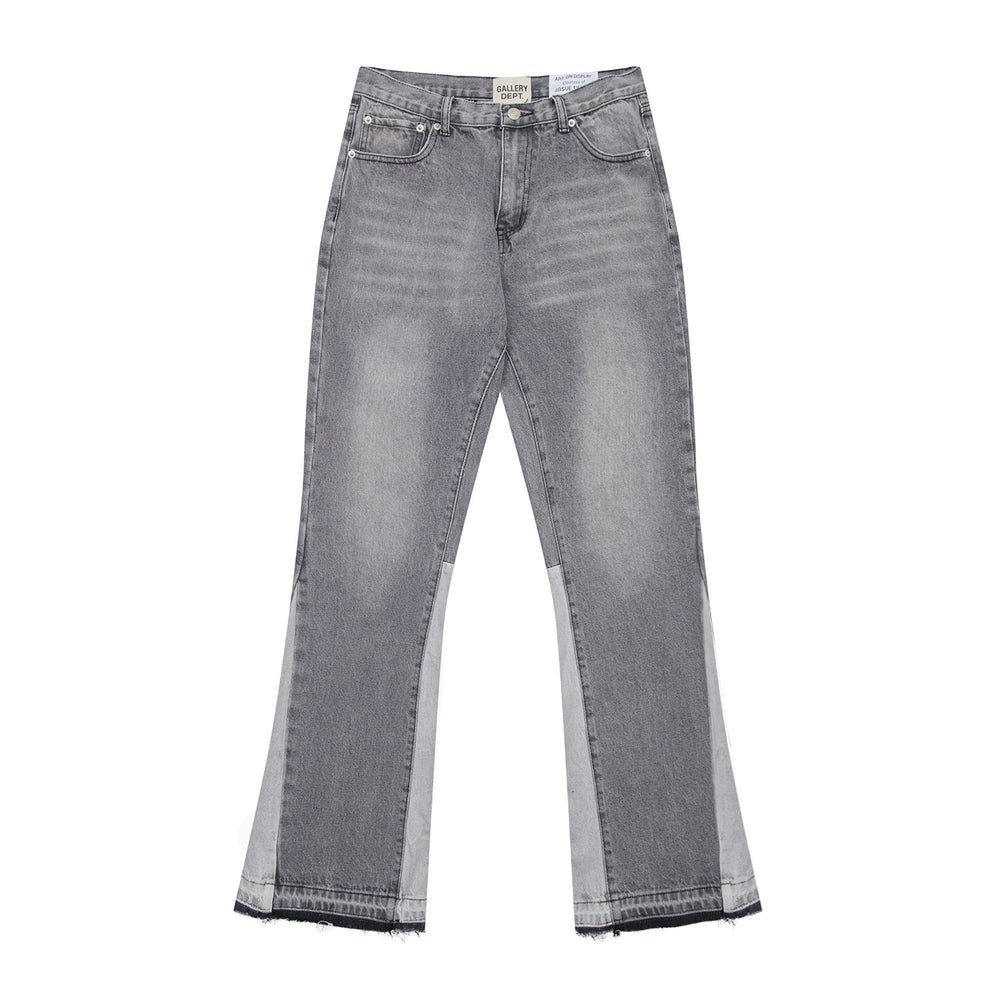 Gallery Depot's new basic style washed micro flared spliced jeans trendy brand men's and women's casual versatile pants