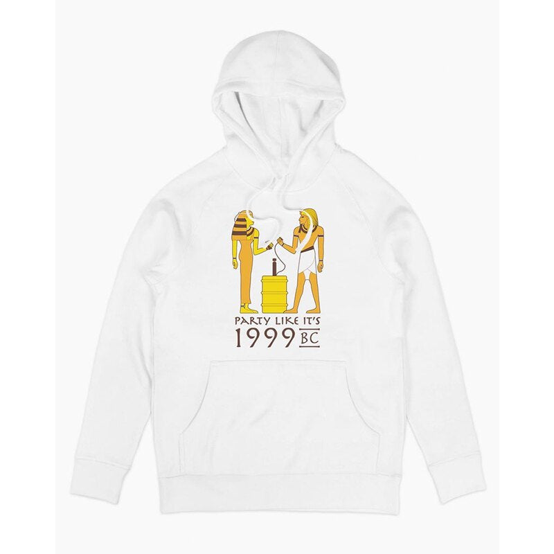 Egyptian style illustration party simple American retro straight spray white thick 380g cotton high street hooded sweatshirt