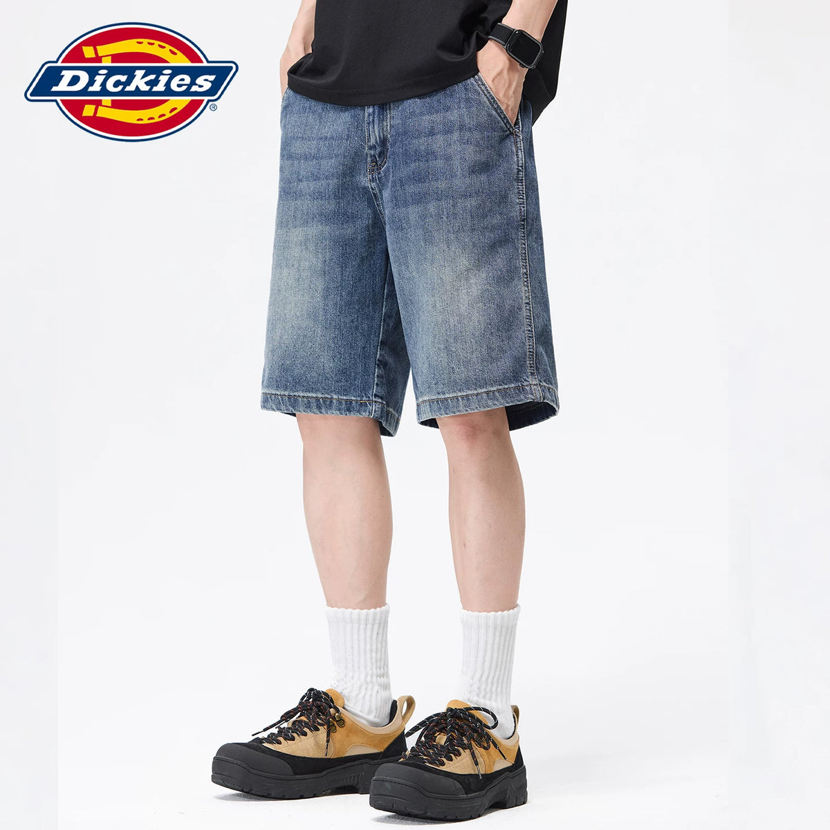 Dickies Emperor Cool Suitable American Retro Cowboy Shorts for Men in Summer, Loose Water Washed Thin Straight Leg Pants Y