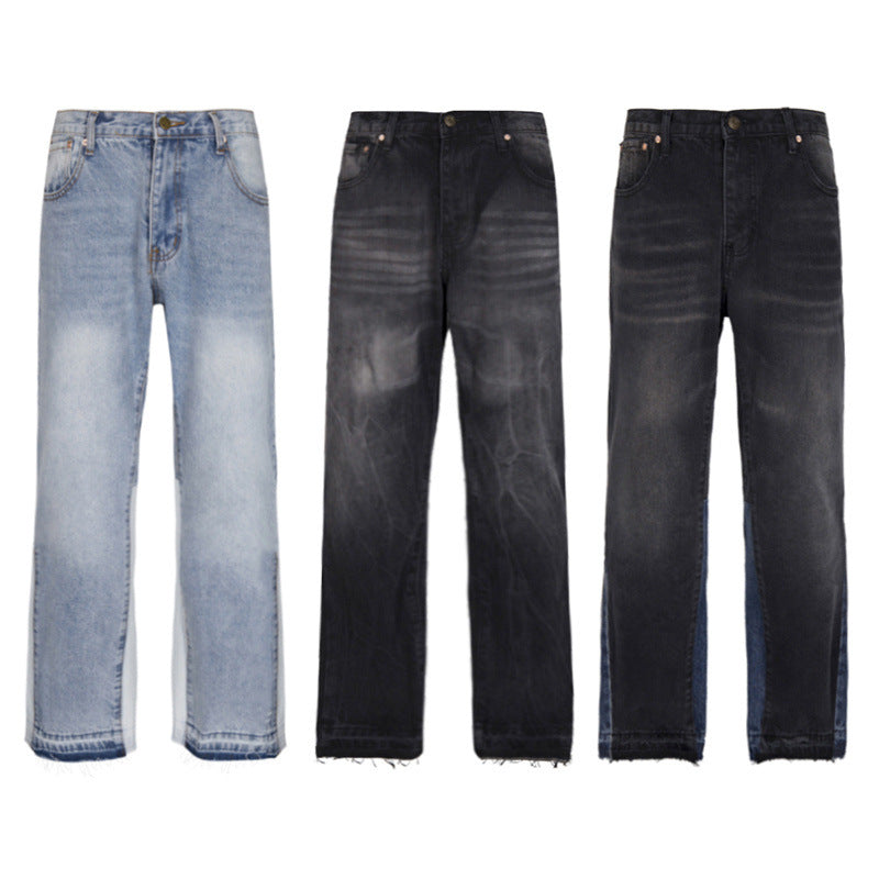 High version Gallery Depot new basic washed micro flared blue patchwork jeans versatile pants