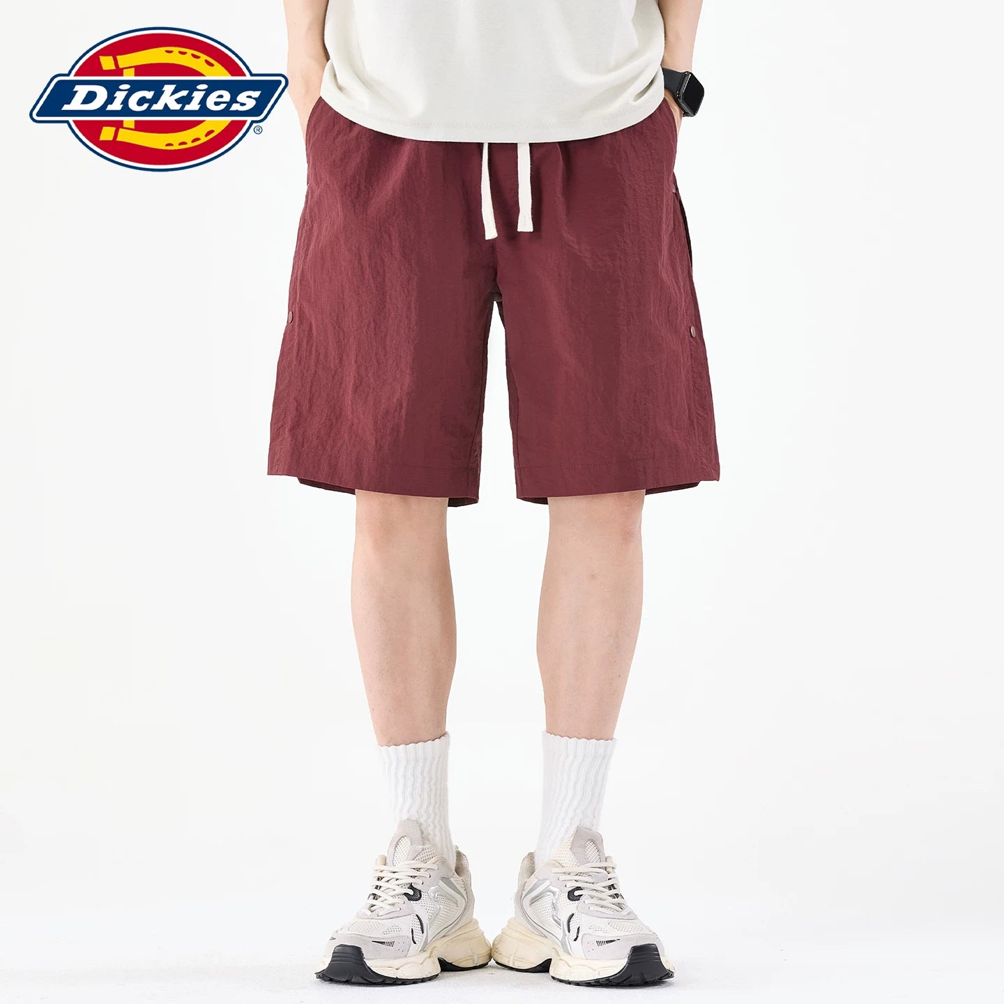 Dickies Emperor Cool Summer Wine Red Wide Leg Casual Shorts for Men, Thin, Loose, Straight Leg, Five Cent Shorts Y