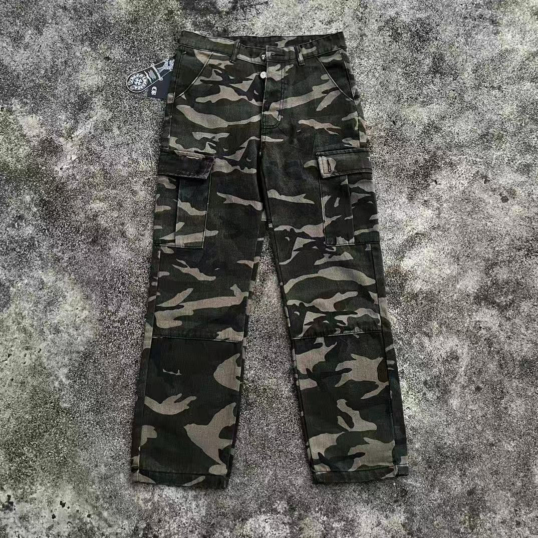 High version cross-border CH Croquet horseshoe leather cross trendy jeans in stock, unisex pants