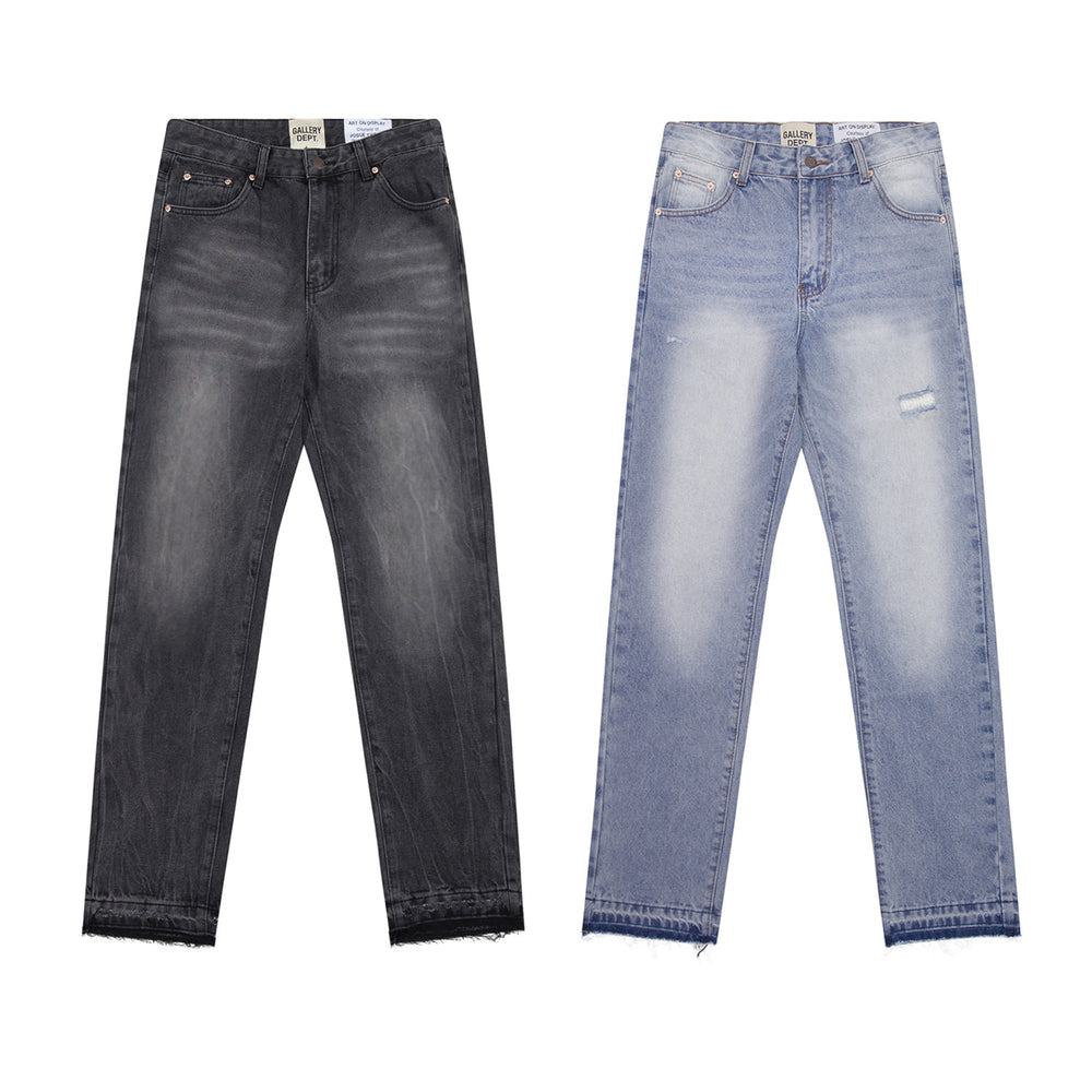 Gallery Depot's new basic style washed small straight leg leg leg tied jeans American high street casual pants