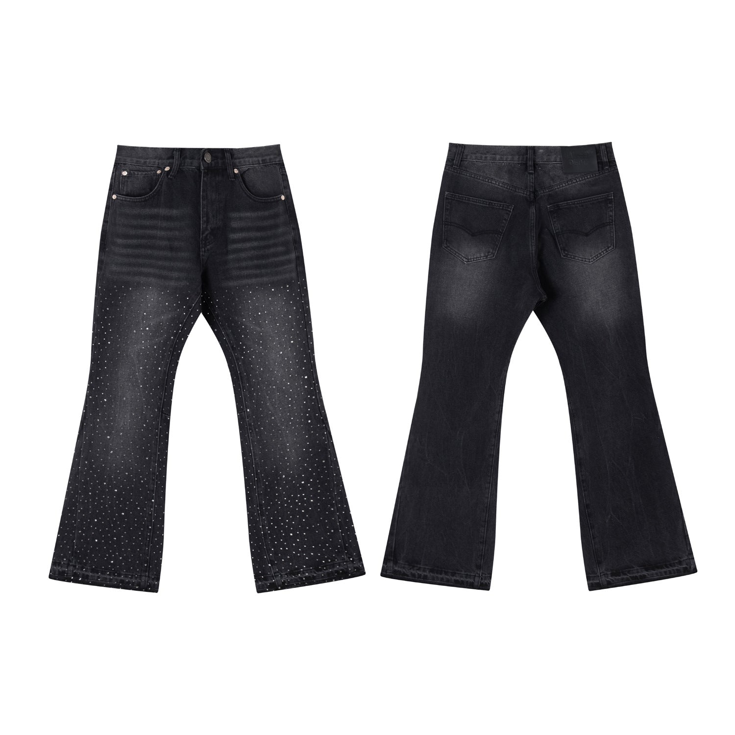 Gallery Depot Versatile Inkjet Drilled Hole Washed Micro Pull Splicing Jeans American Casual Pants
