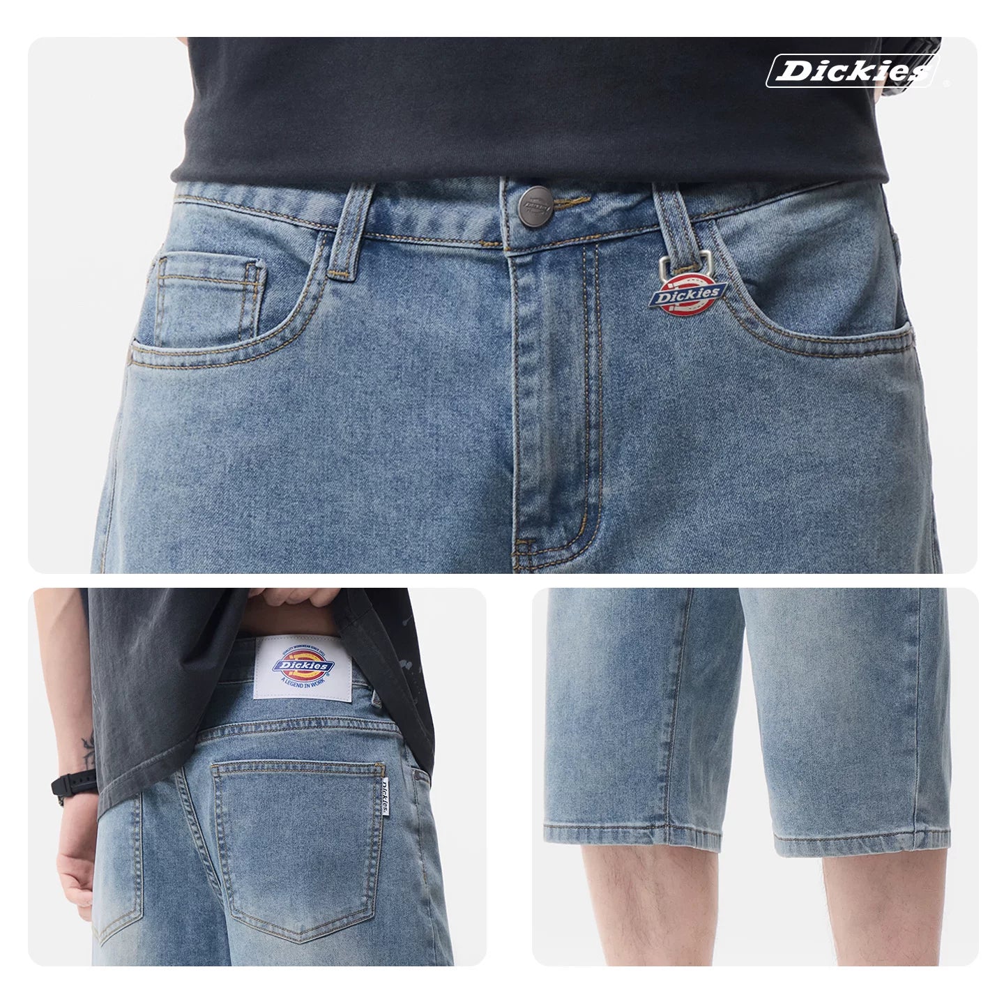 Diesel Dickies Thin Wash denim shorts for men's summer straight leg cropped pants Y
