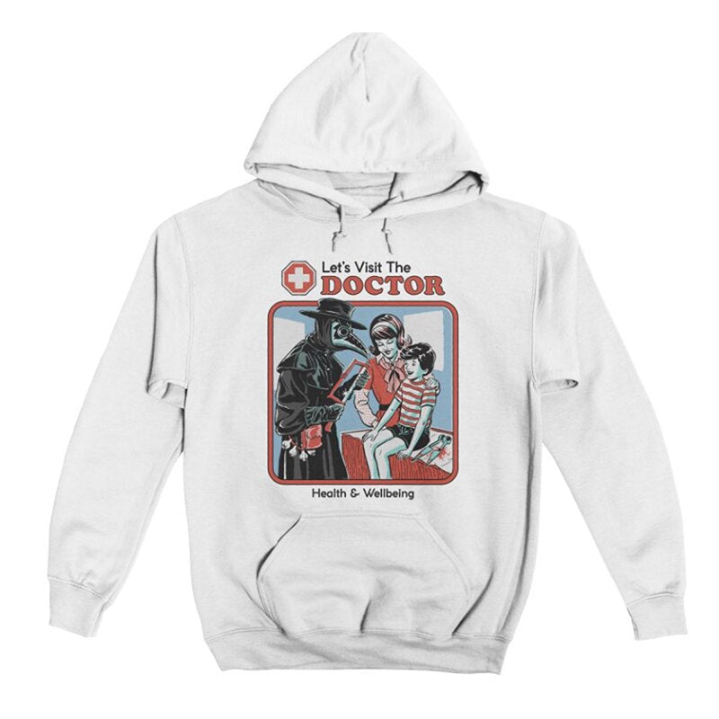 Autumn and winter 380g heavy loose men's pure cotton thick European and American dark fun illustration direct spray hooded sweatshirt