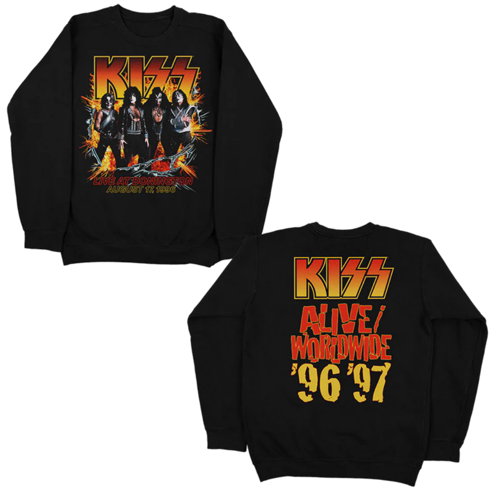 25 Autumn/Winter Kiss Retro Printed Direct Spray Painting European and American Trendy Brand Versatile Pure Cotton Heavy Weight Round Neck Hoodie for Men