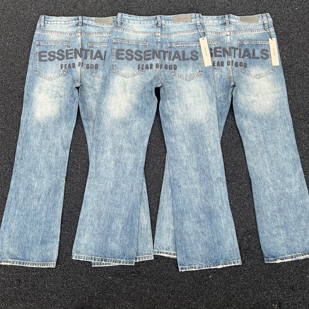 High version FEAROFGOD double line blue heavy-duty washed denim jeans for high street couples, men's and women's jeans
