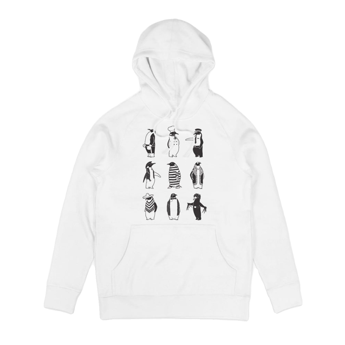 PENGUINS Penguin Illustration European and American Simple Direct Spray Printed American Men's High Street Vintage Hoodie
