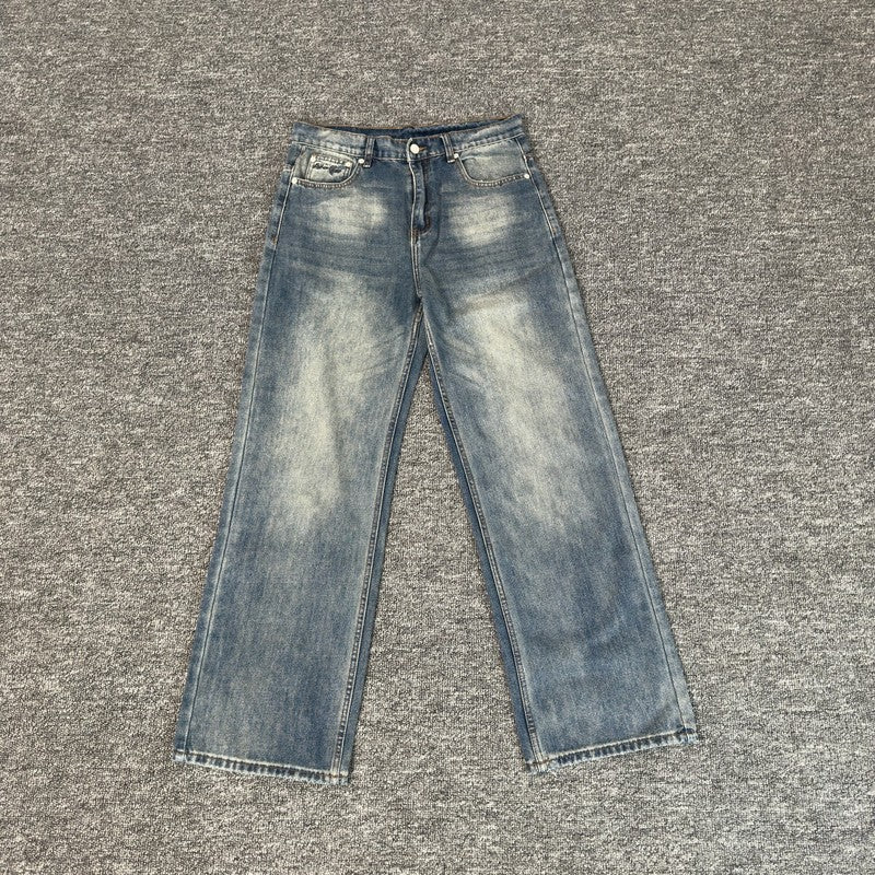 BROKENPLANET destroys planet BP embroidered letters high street American men's and women's denim straight leg casual pants