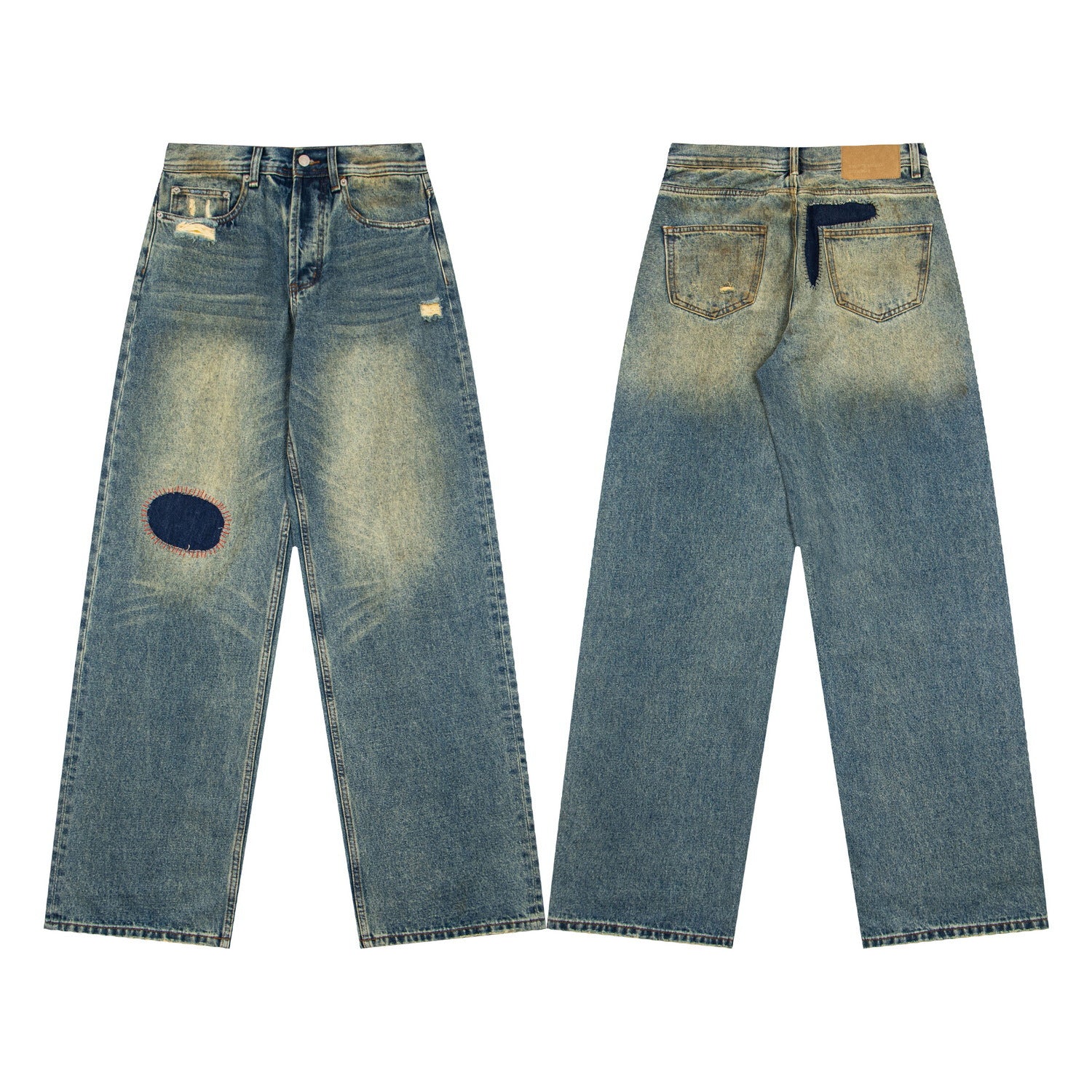 EnfantsRiches Deporimes new washed, knife cut, damaged, burned, slightly flared, worn, dirty jeans