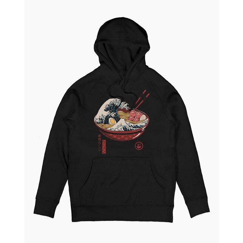 THE GREAT SUSHI WAVE寿司大浪潮 美式复古高街vintage连帽卫衣