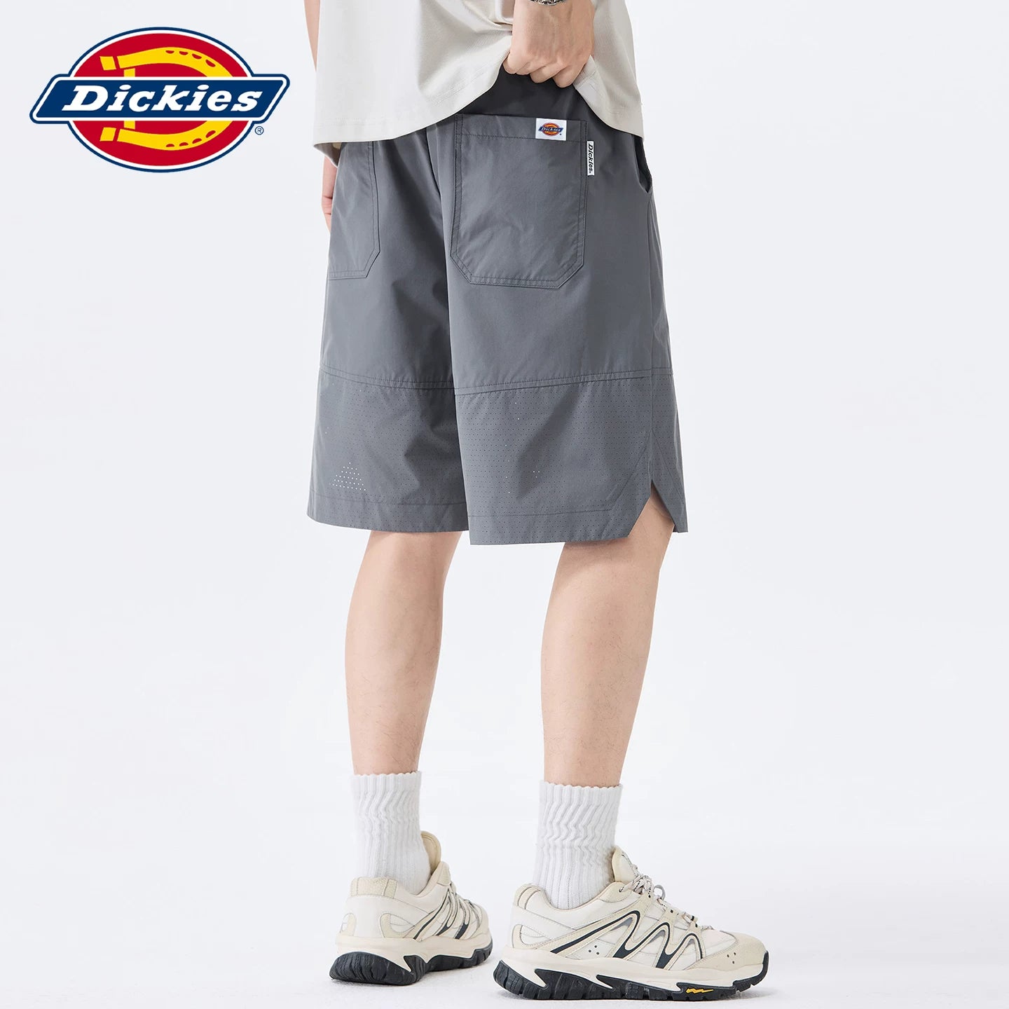 Dickies Cool Suitable Drawstring Design Casual Shorts for Men Summer Loose Thin Straight Leg Trendy Brand Pentagram Pants Y