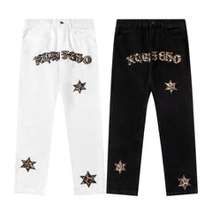 GALLERYDEPT European and American high street Vibe style splashed ink graffiti sticker skin leopard print loose washed straight leg pants