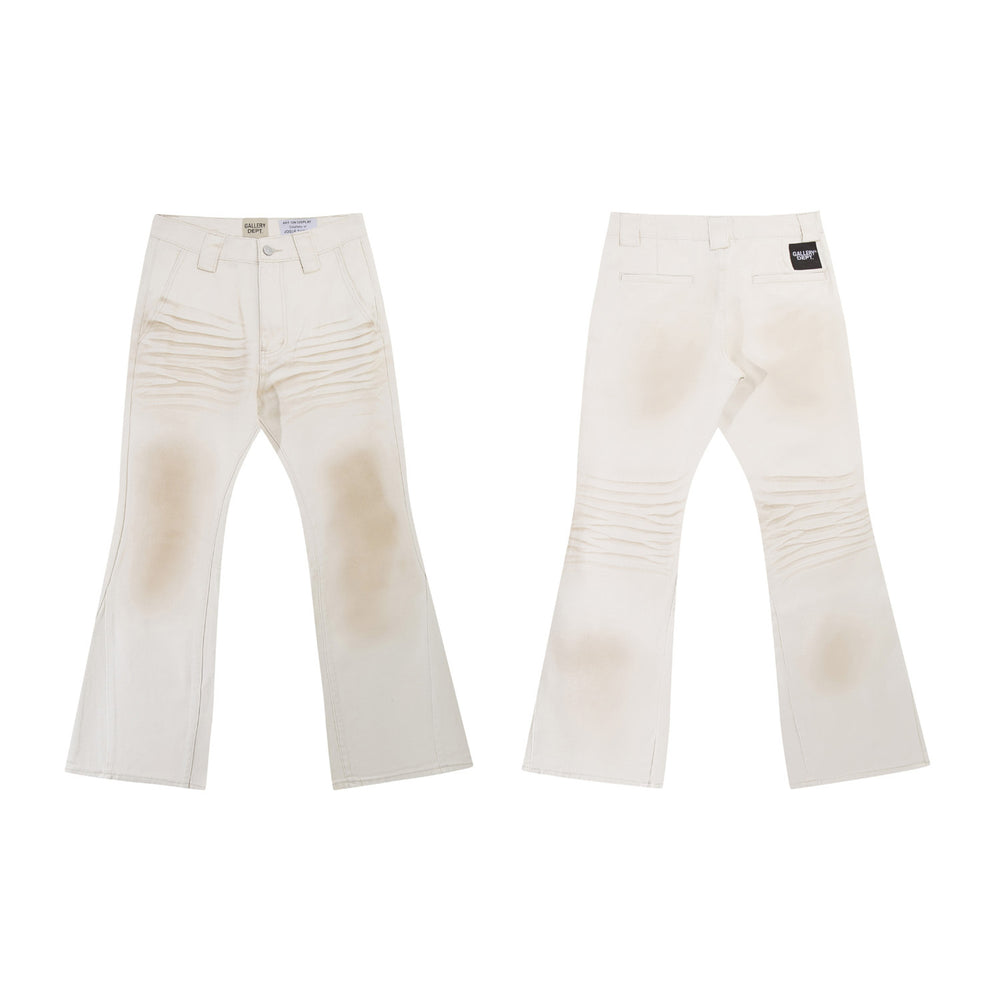 High version Gallery Depot new basic washed micro flared blue patchwork jeans versatile pants