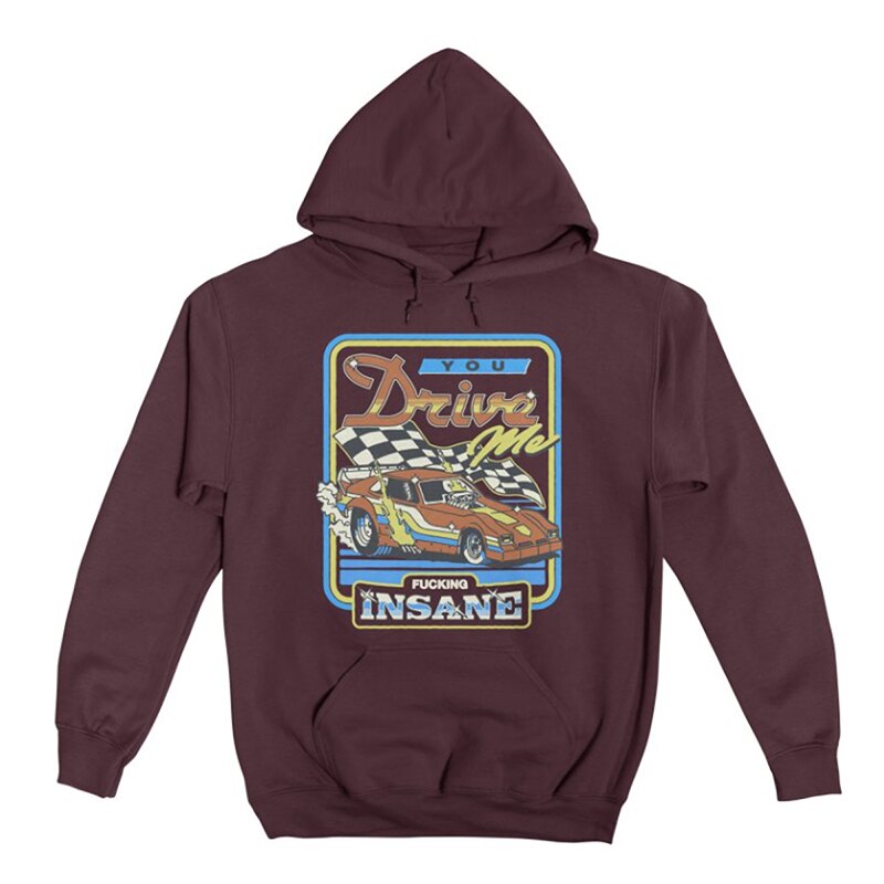 Autumn and winter 380g heavy loose men's pure cotton thick European and American dark fun illustration direct spray hooded sweatshirt