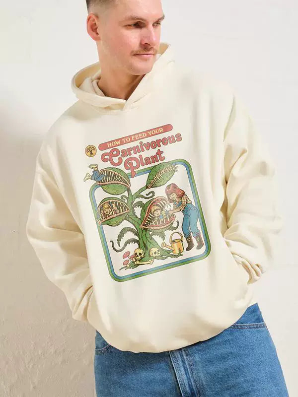 European and American Dark Fun Illustration Shark Cat Dog Little Ghost Printed Pattern Men's and Women's Loose Straight Spray Hoodie Autumn