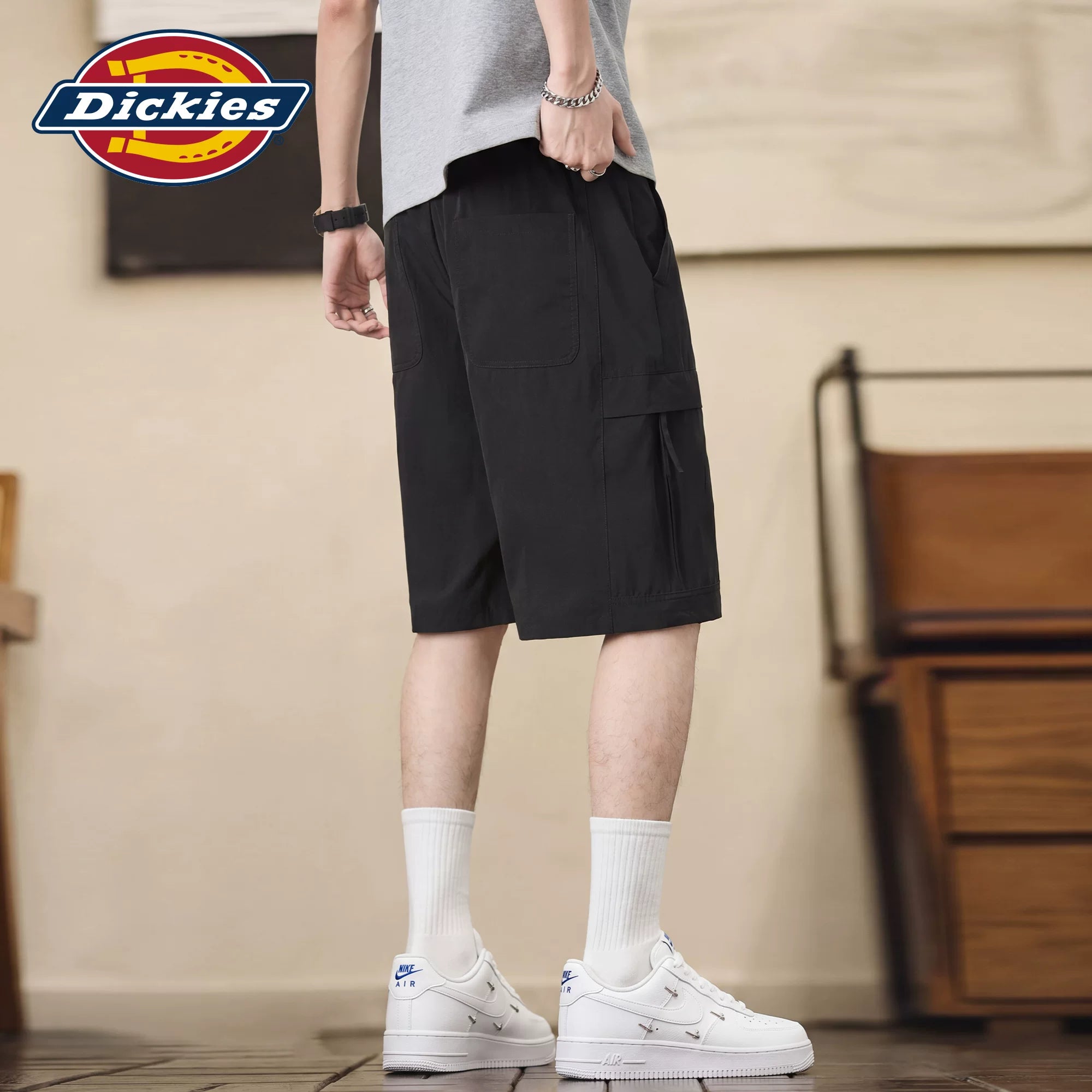 Dickies Emperor Cool Suitable Summer Casual Shorts Men's American Loose Solid Color Straight Black Work Clothes Pentagram Pants M