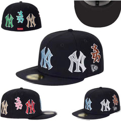 Big Four American League sports teams cross-border embroidered baseball cap size cap flat brimmed cap Dodger Yankees baseball cap (7)