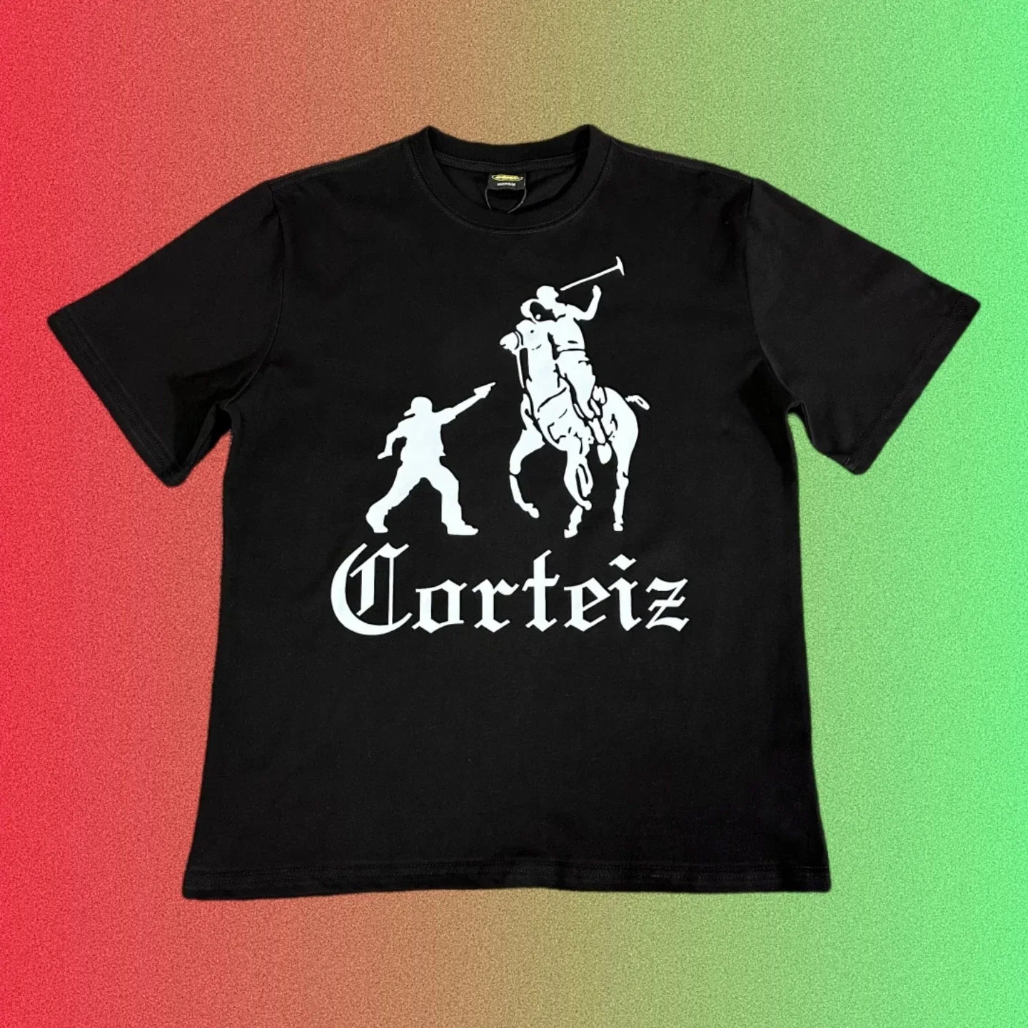 Corteiz Parody Polo Rider Graphic Black T-Shirt