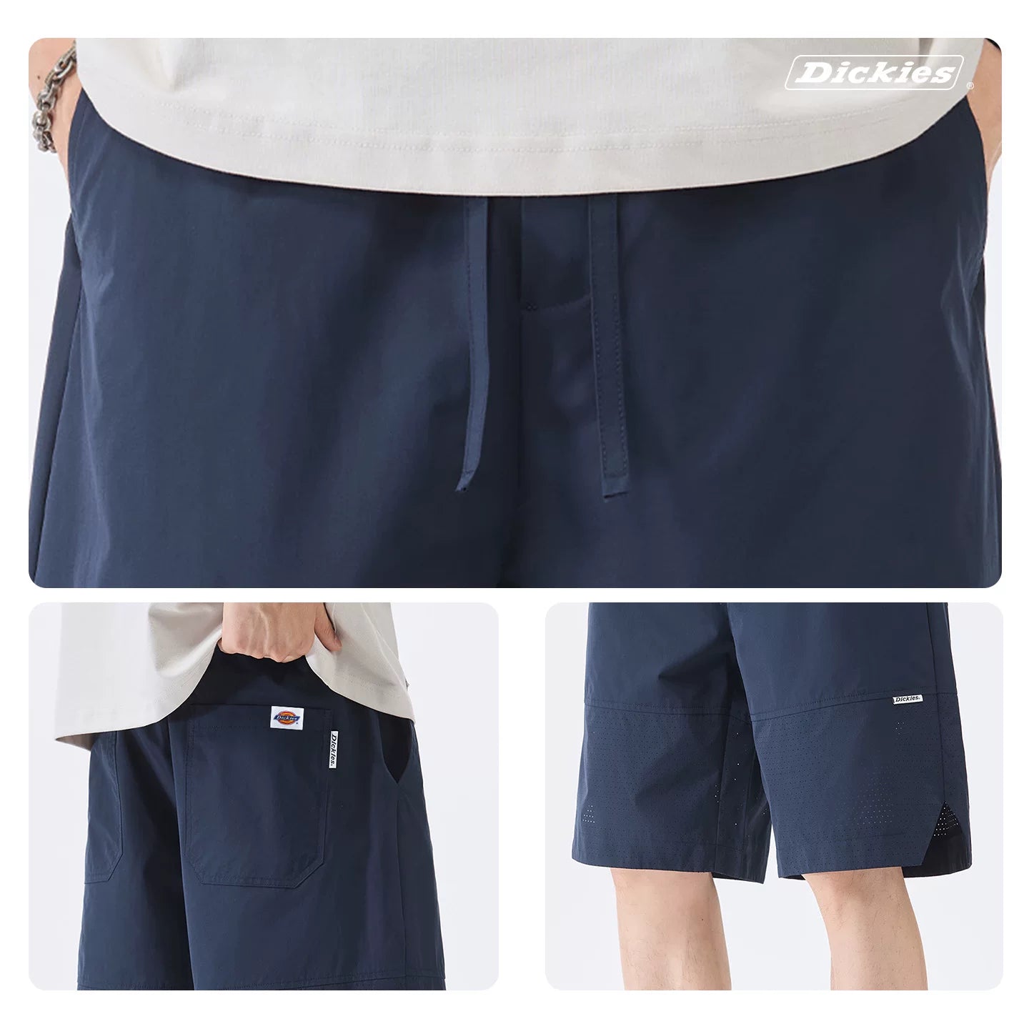 Dickies Cool Men's Five Leg Pants Summer New Mesh Thin Loose Straight Drawstring Casual Shorts Y