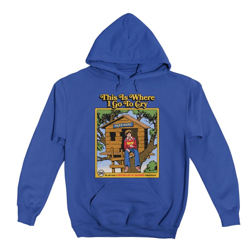 Autumn and winter 380g heavy loose men's pure cotton thick European and American dark fun illustration direct spray hooded sweatshirt