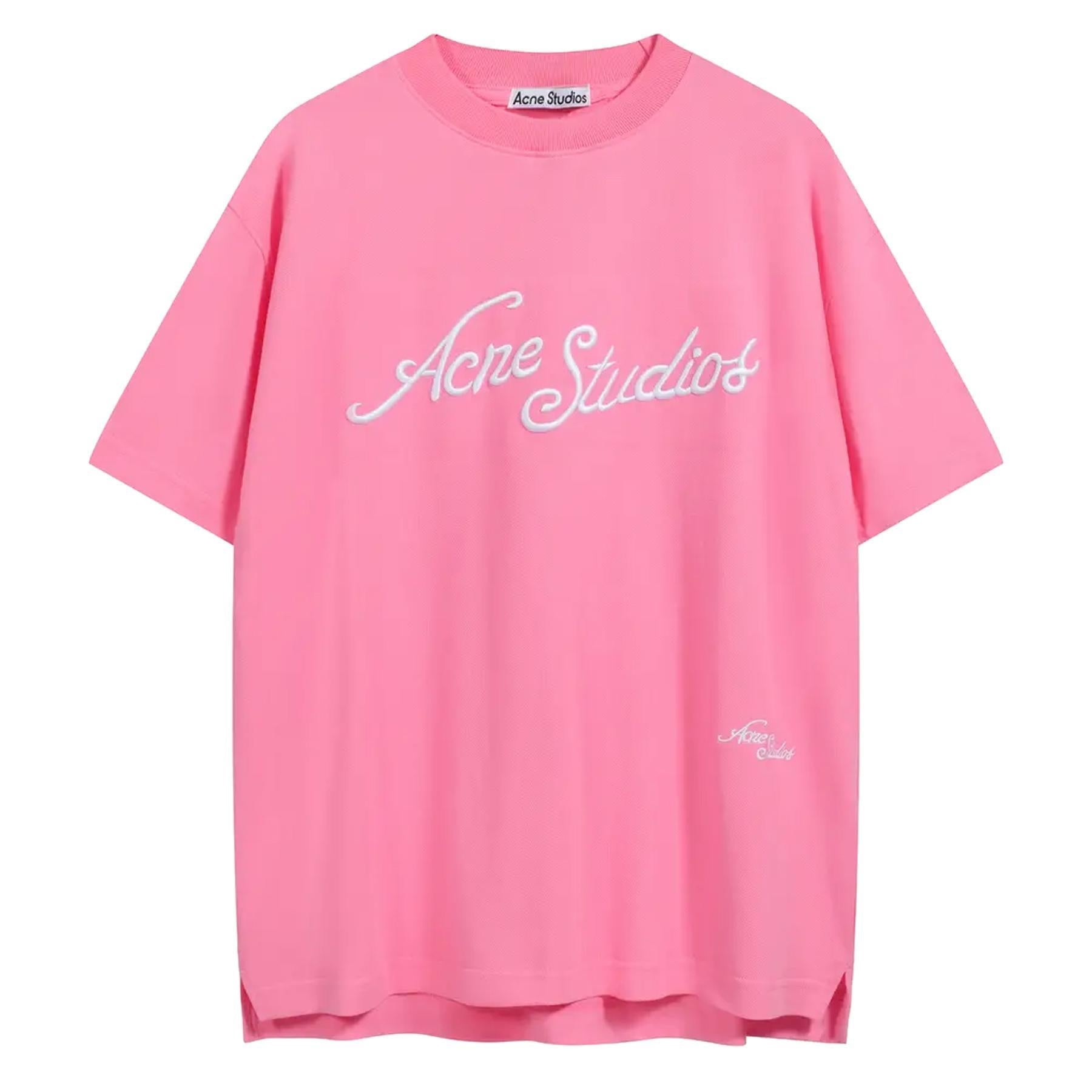 [Acne Studios] Logo T-Shirt W Embroidered Logo - Relaxed Fit In Bubble Pink