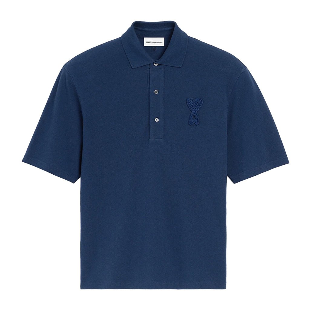 [Ami Paris] Boxy Fit Polo With Ami De Coeur Knitted Patch