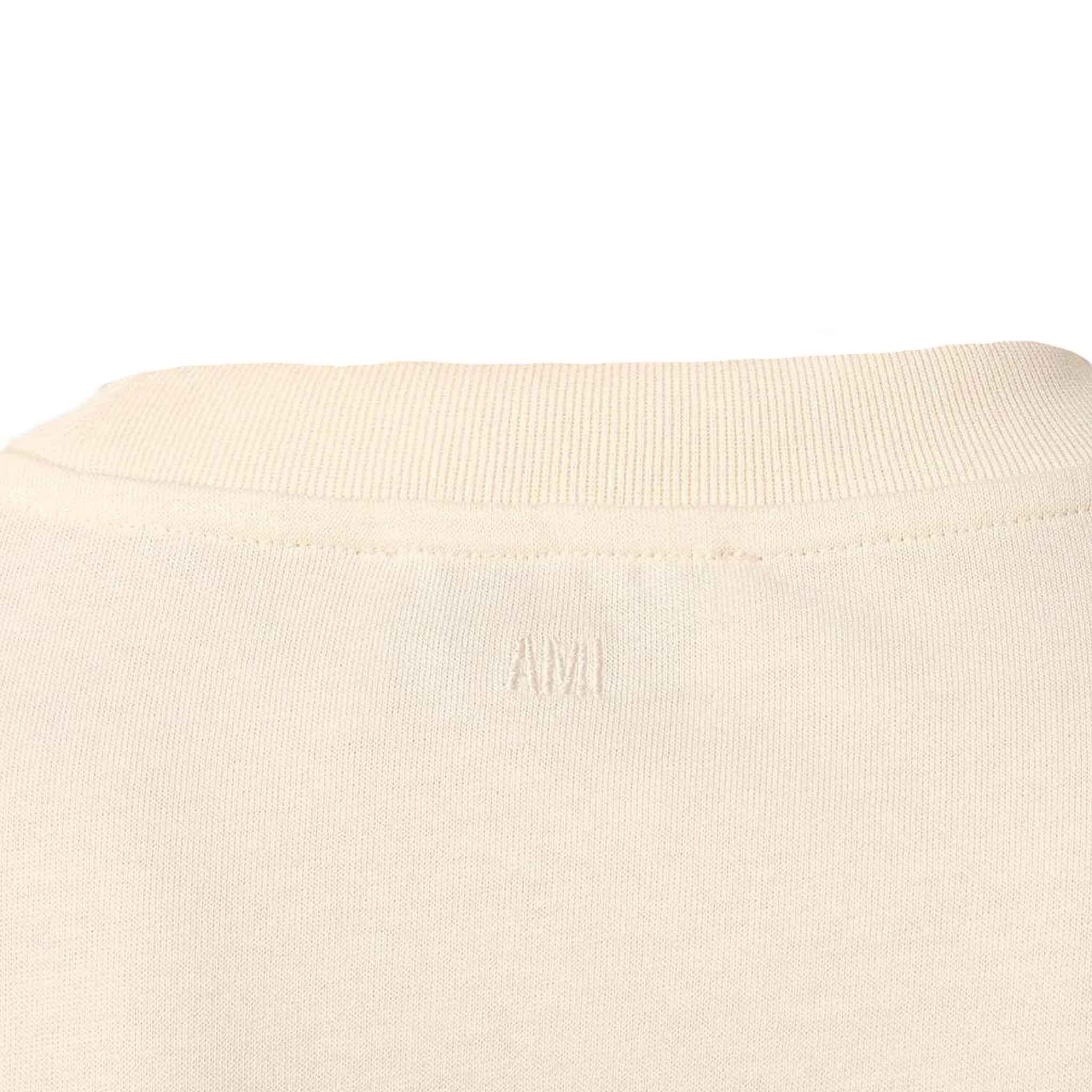 [Ami Paris] Tonal Patch Heart T-Shirt in White/Cream