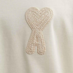 [Ami Paris] Tonal Patch Heart T-Shirt in White/Cream