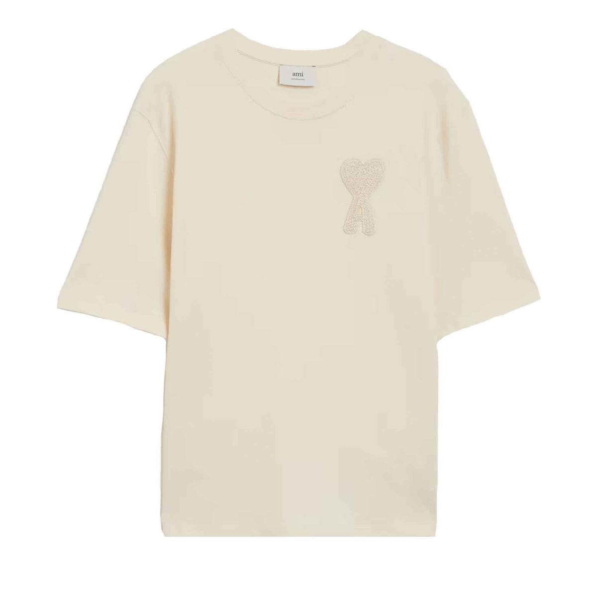[Ami Paris] Tonal Patch Heart T-Shirt in White/Cream