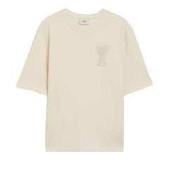 [Ami Paris] Tonal Patch Heart T-Shirt in White/Cream